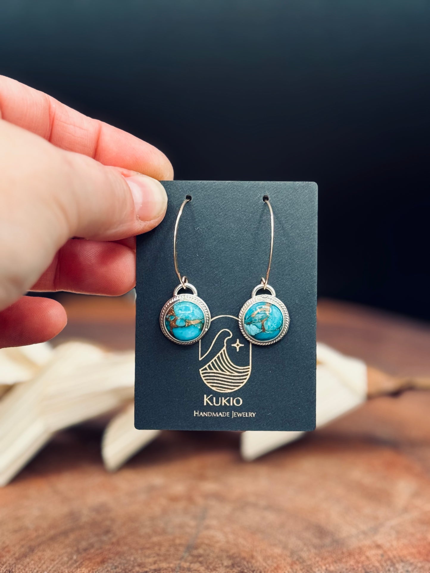 Blue Copper Turquoise Dangle Earrings