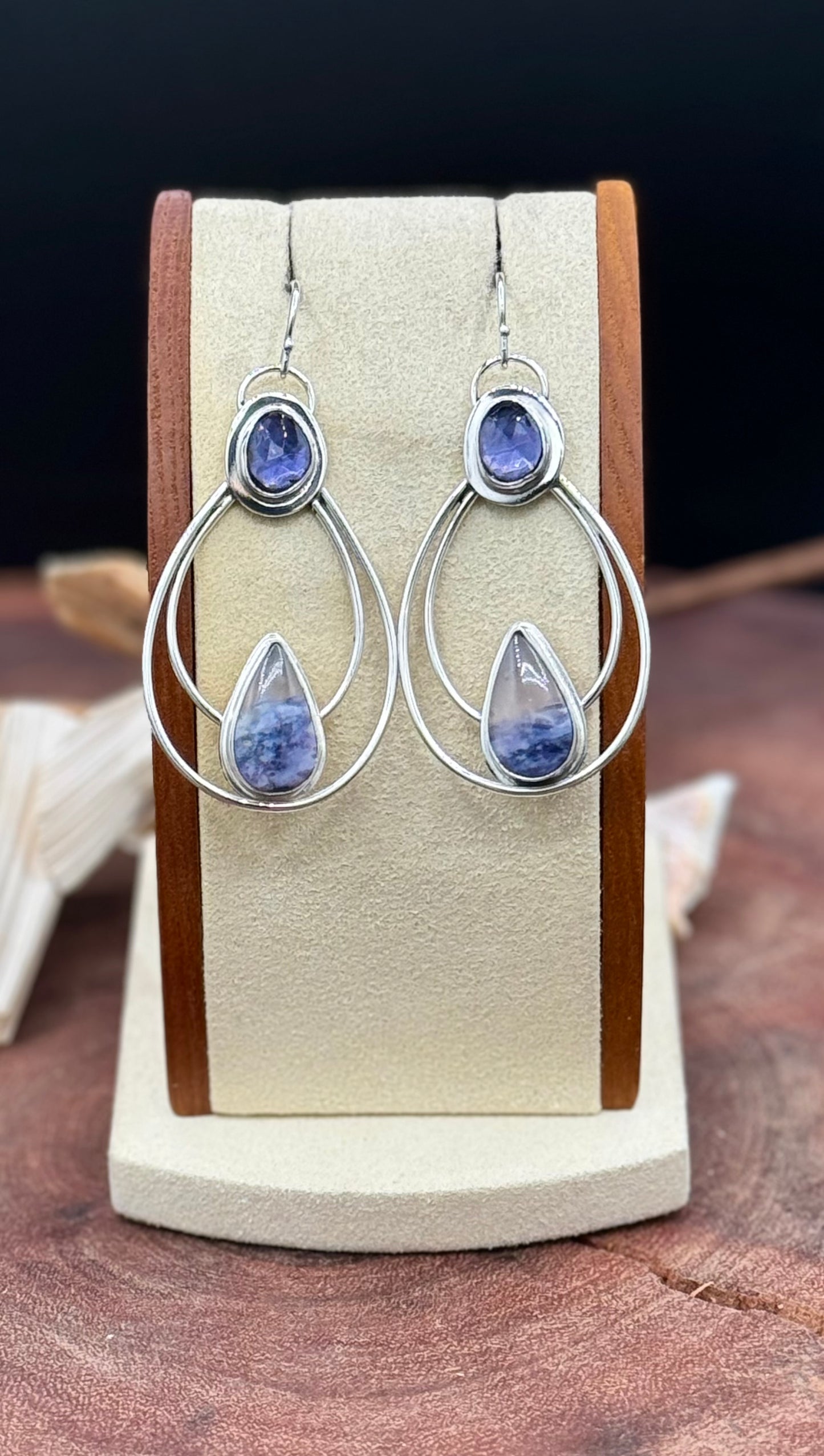 Morado Opal and Iolite Sterling Silver Earrings