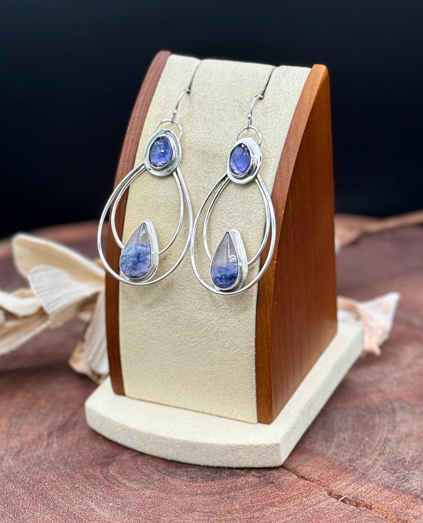 Morado Opal and Iolite Sterling Silver Earrings