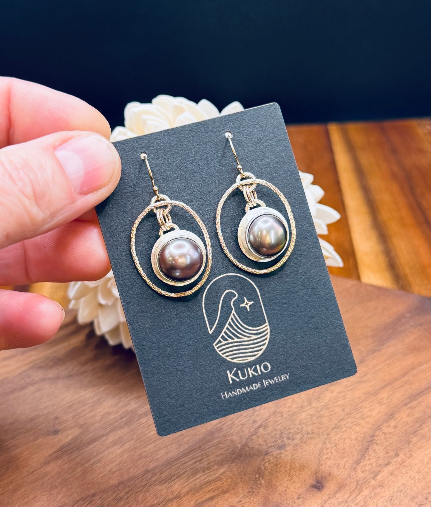 Gold-Fill and Sterling Silver Tahitian Pearl Earrings