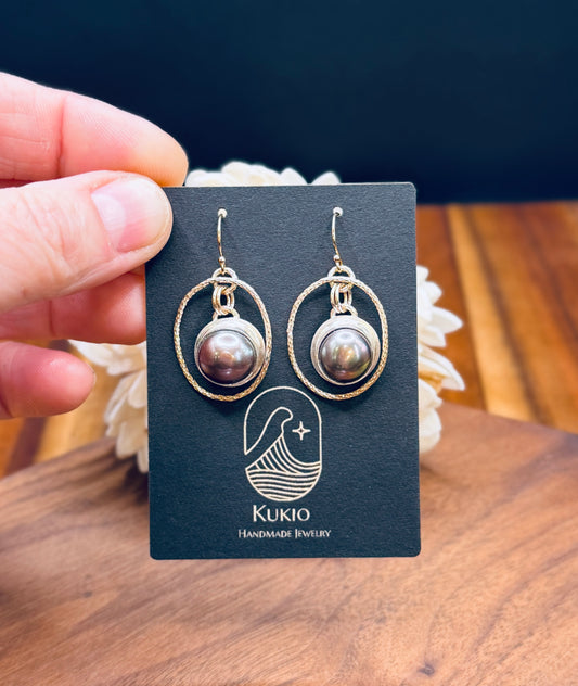 Gold-Fill and Sterling Silver Tahitian Pearl Earrings