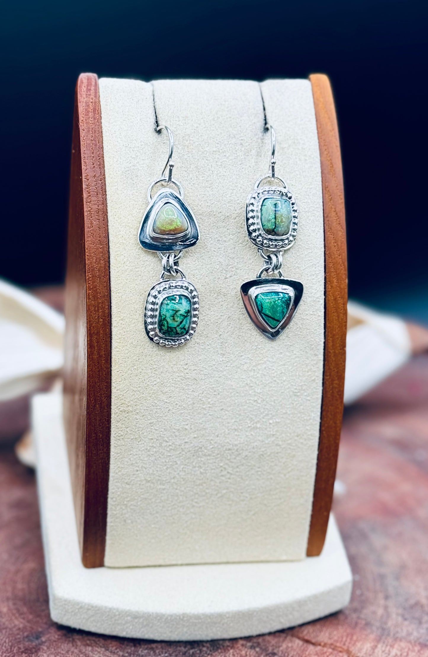 Monarch Opal Sterling Silver Dangle Earrings