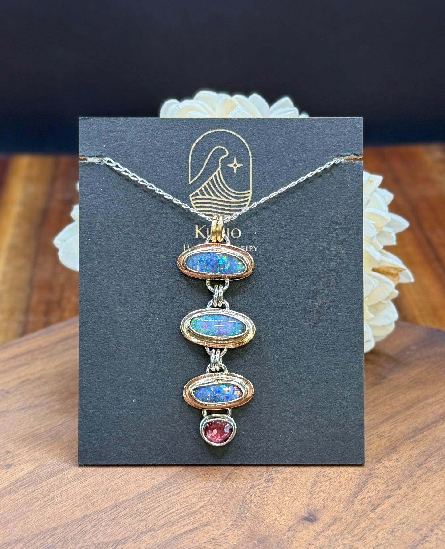 Coober Pedy Opal Pendant with Sterling Silver and Gold-Fill