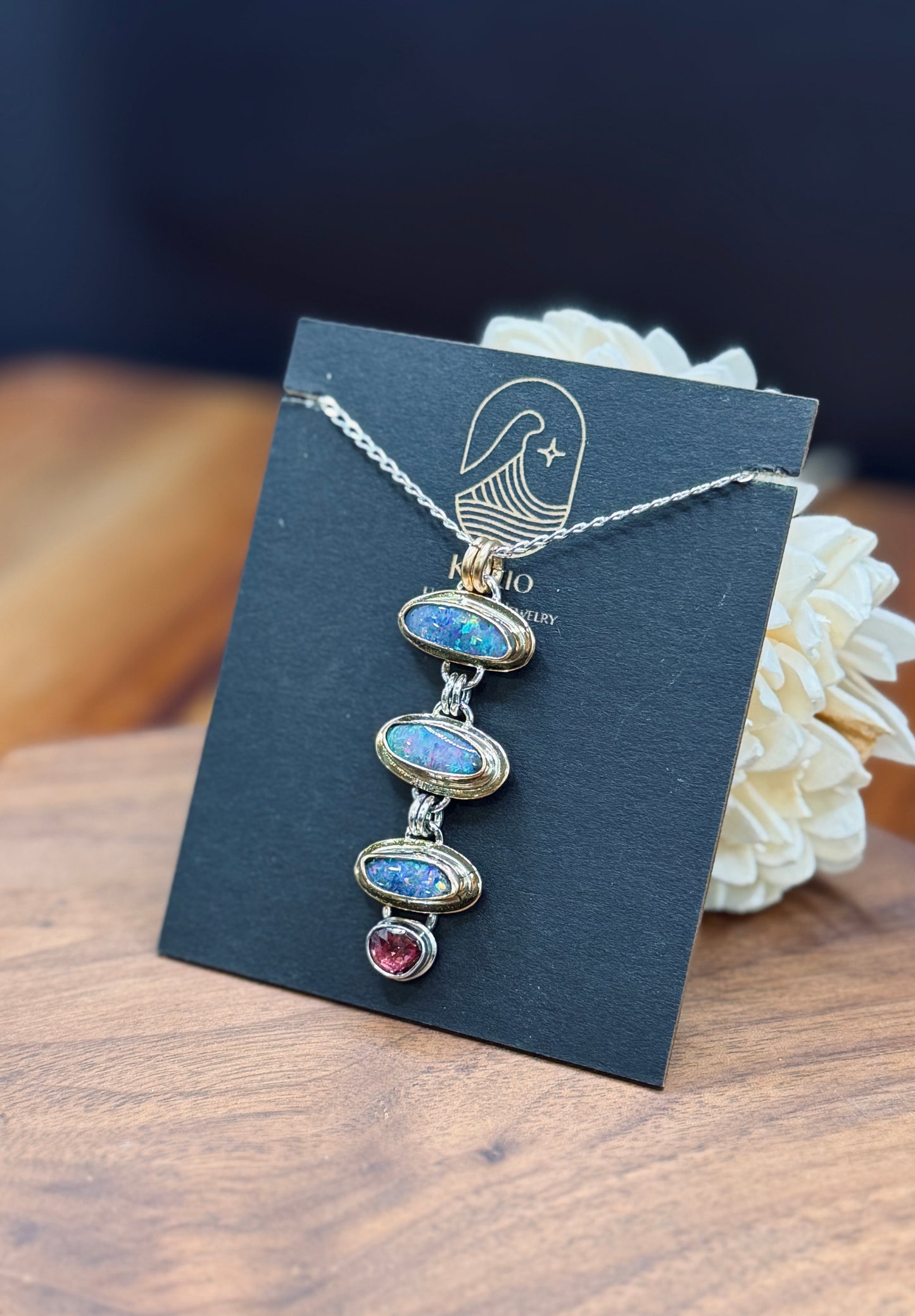 Coober Pedy Opal Pendant with Sterling Silver and Gold-Fill