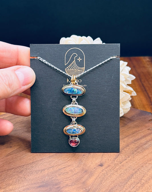 Coober Pedy Opal Pendant with Sterling Silver and Gold-Fill