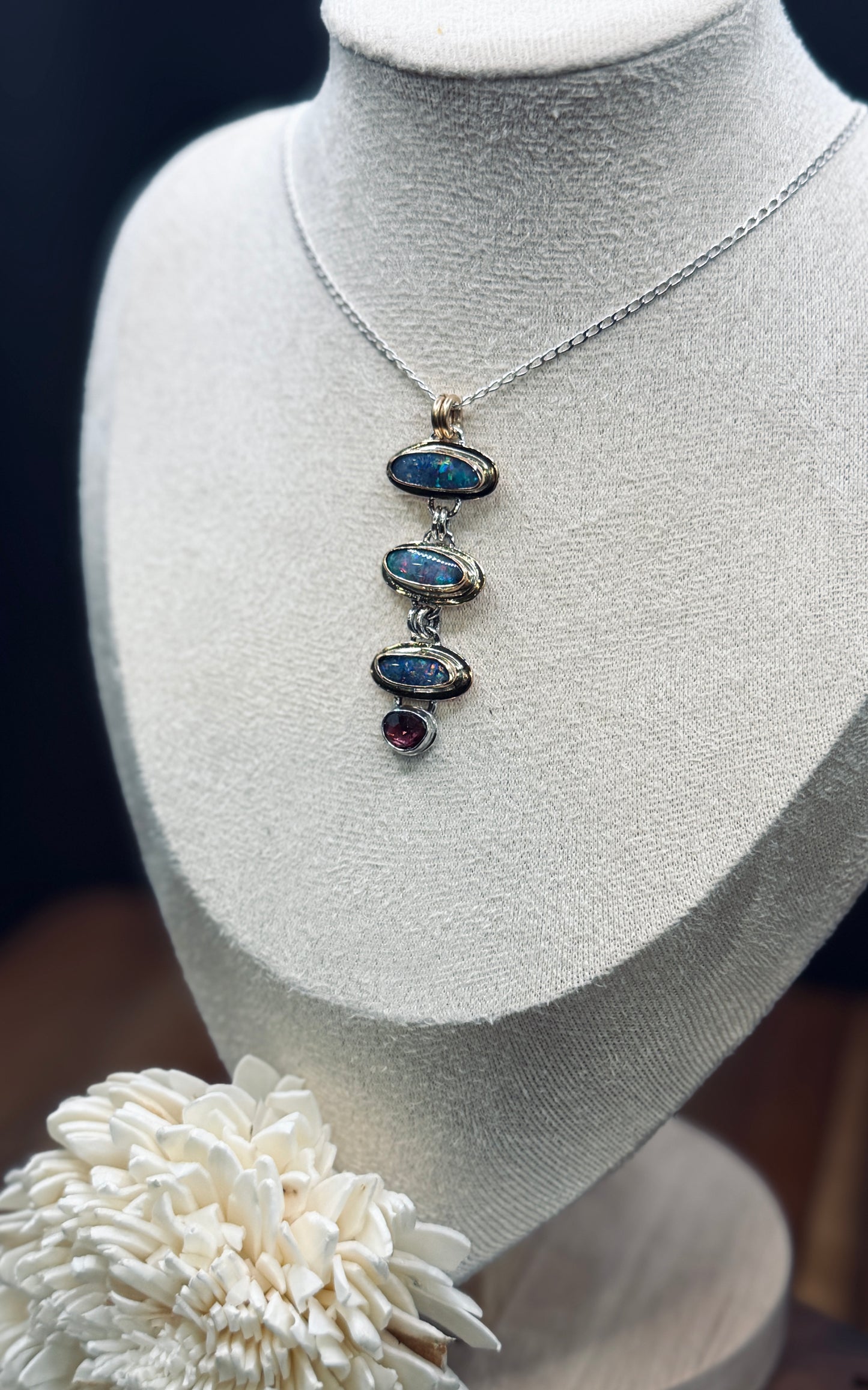 Coober Pedy Opal Pendant with Sterling Silver and Gold-Fill