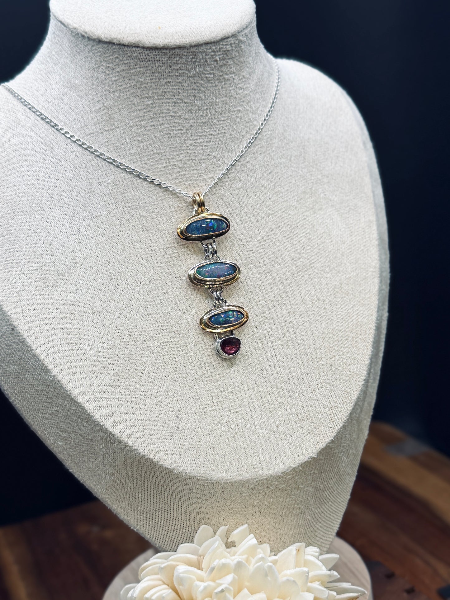 Coober Pedy Opal Pendant with Sterling Silver and Gold-Fill