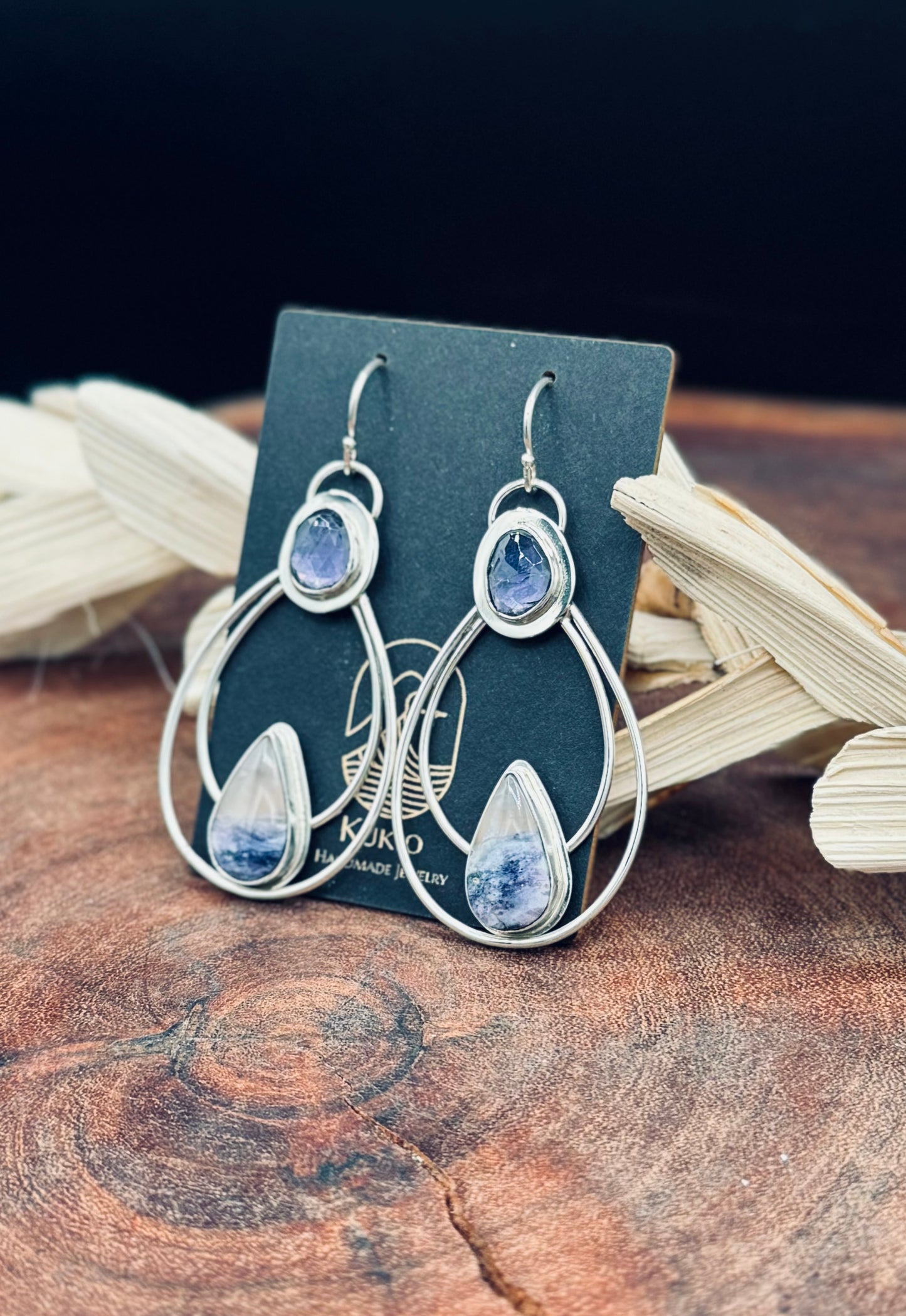 Morado Opal and Iolite Sterling Silver Earrings