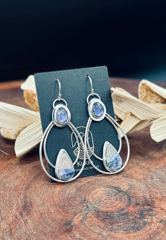 Morado Opal and Iolite Sterling Silver Earrings