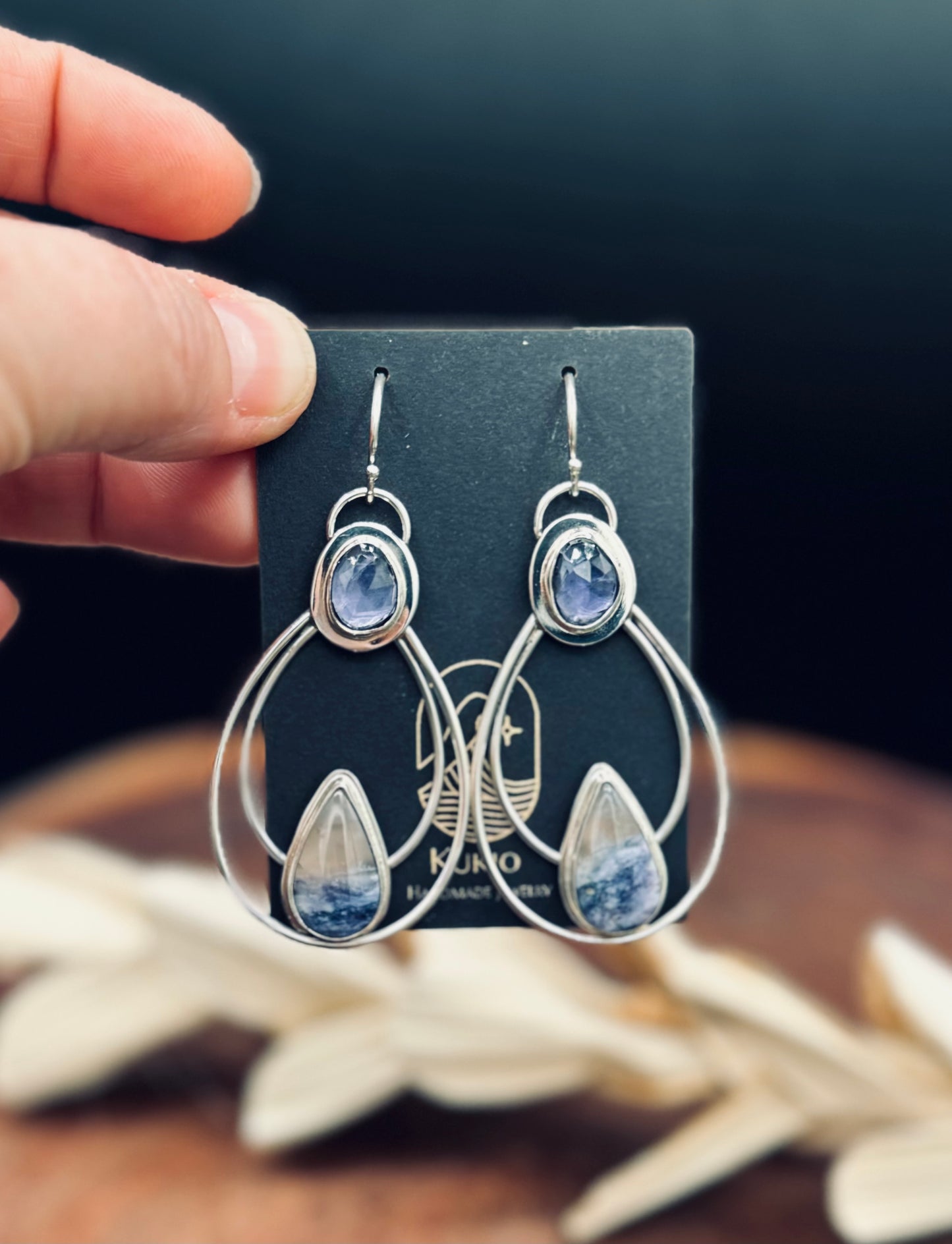 Morado Opal and Iolite Sterling Silver Earrings