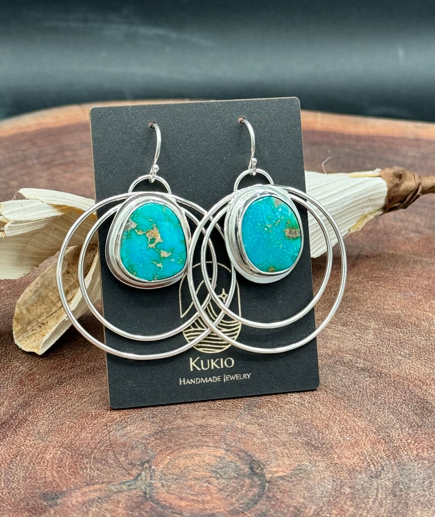 Sierra Bella Turquoise Sterling Silver Double Hoop Earrings