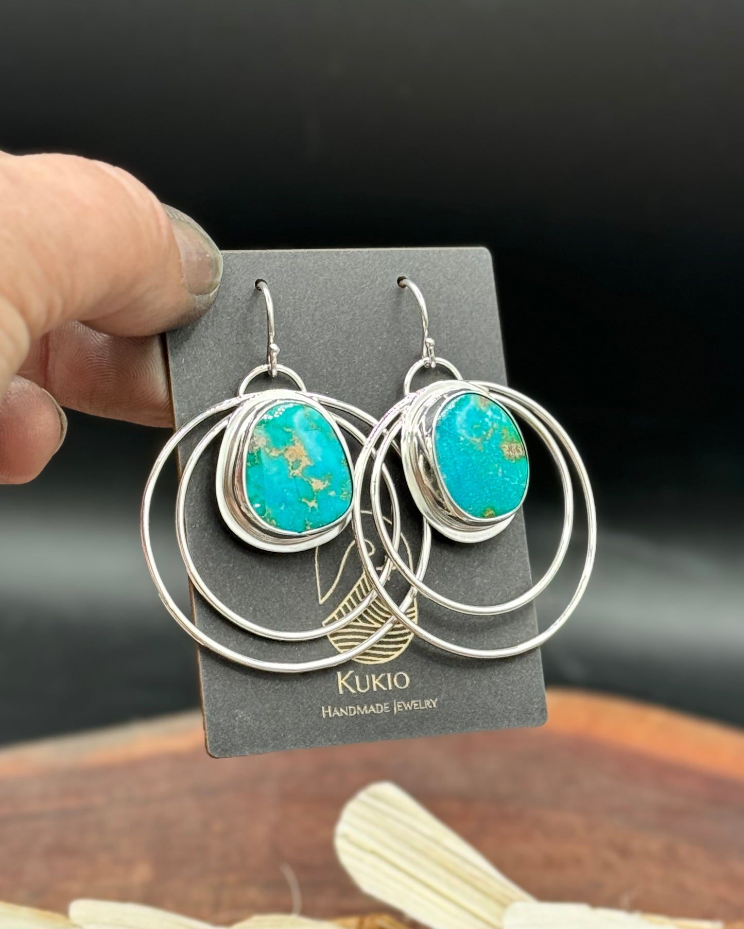 Sierra Bella Turquoise Sterling Silver Double Hoop Earrings