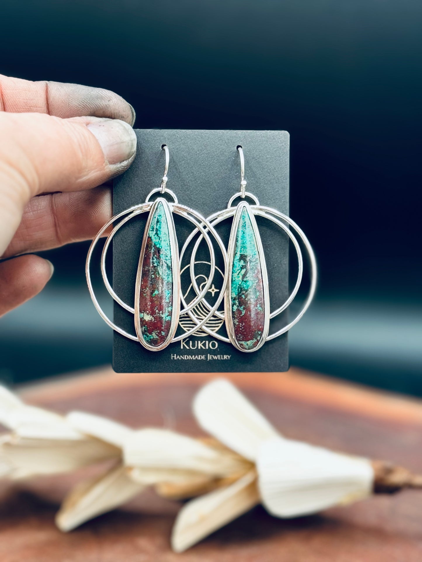 Sonora Sunrise Chrysocolla Hoop Earrings