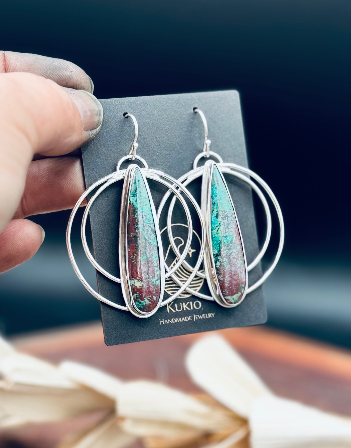 Sonora Sunrise Chrysocolla Hoop Earrings