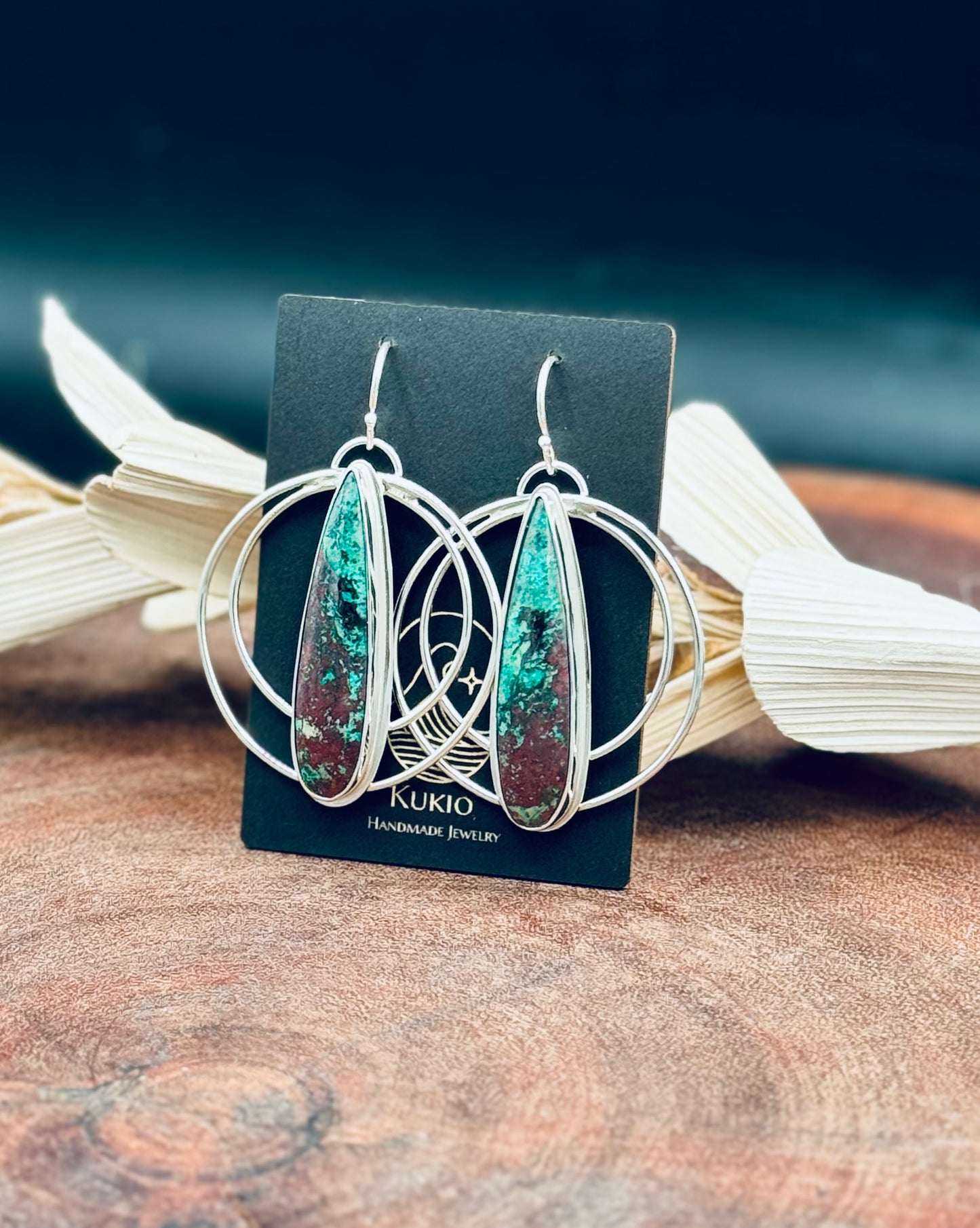 Sonora Sunrise Chrysocolla Hoop Earrings