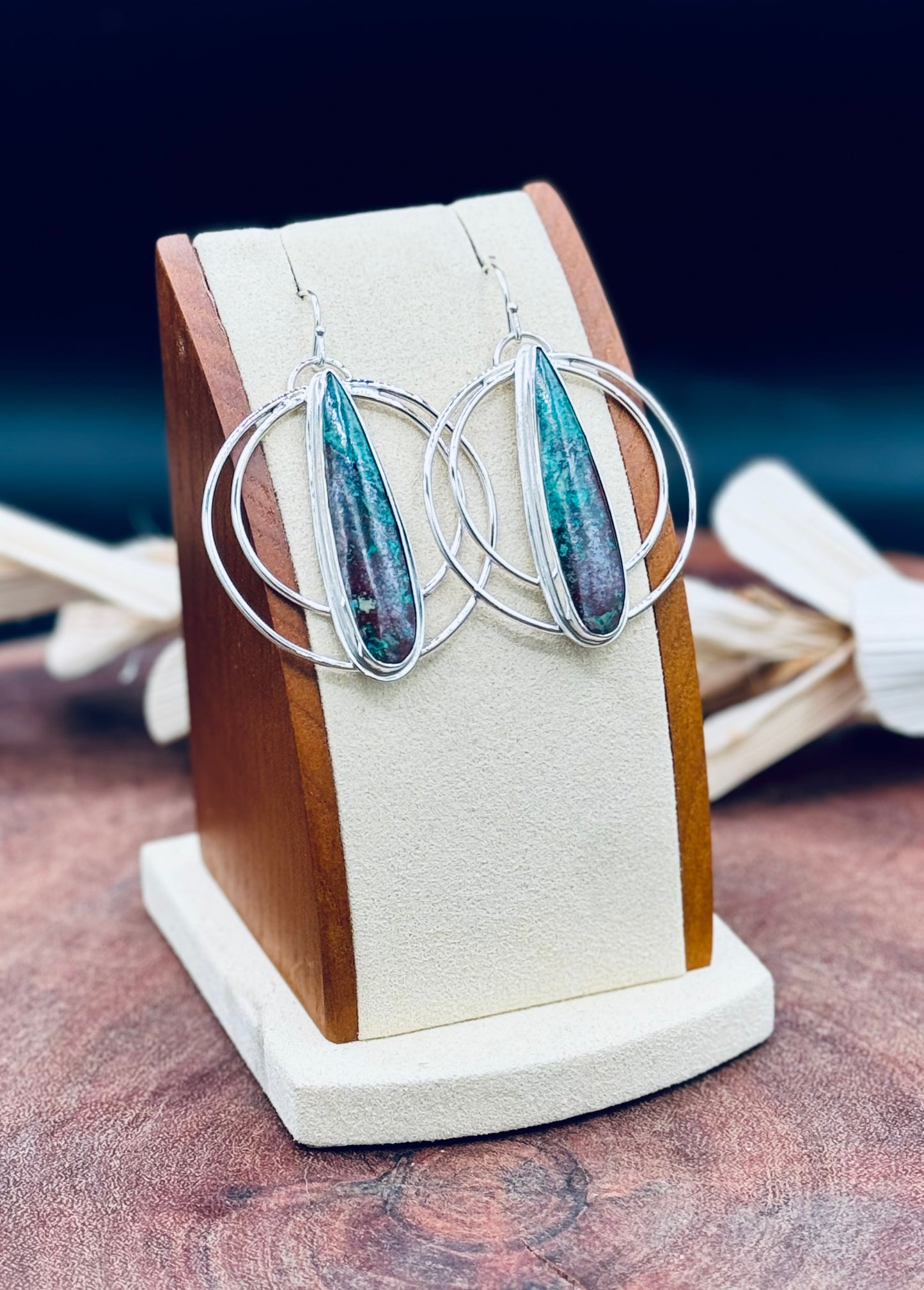 Sonora Sunrise Chrysocolla Hoop Earrings