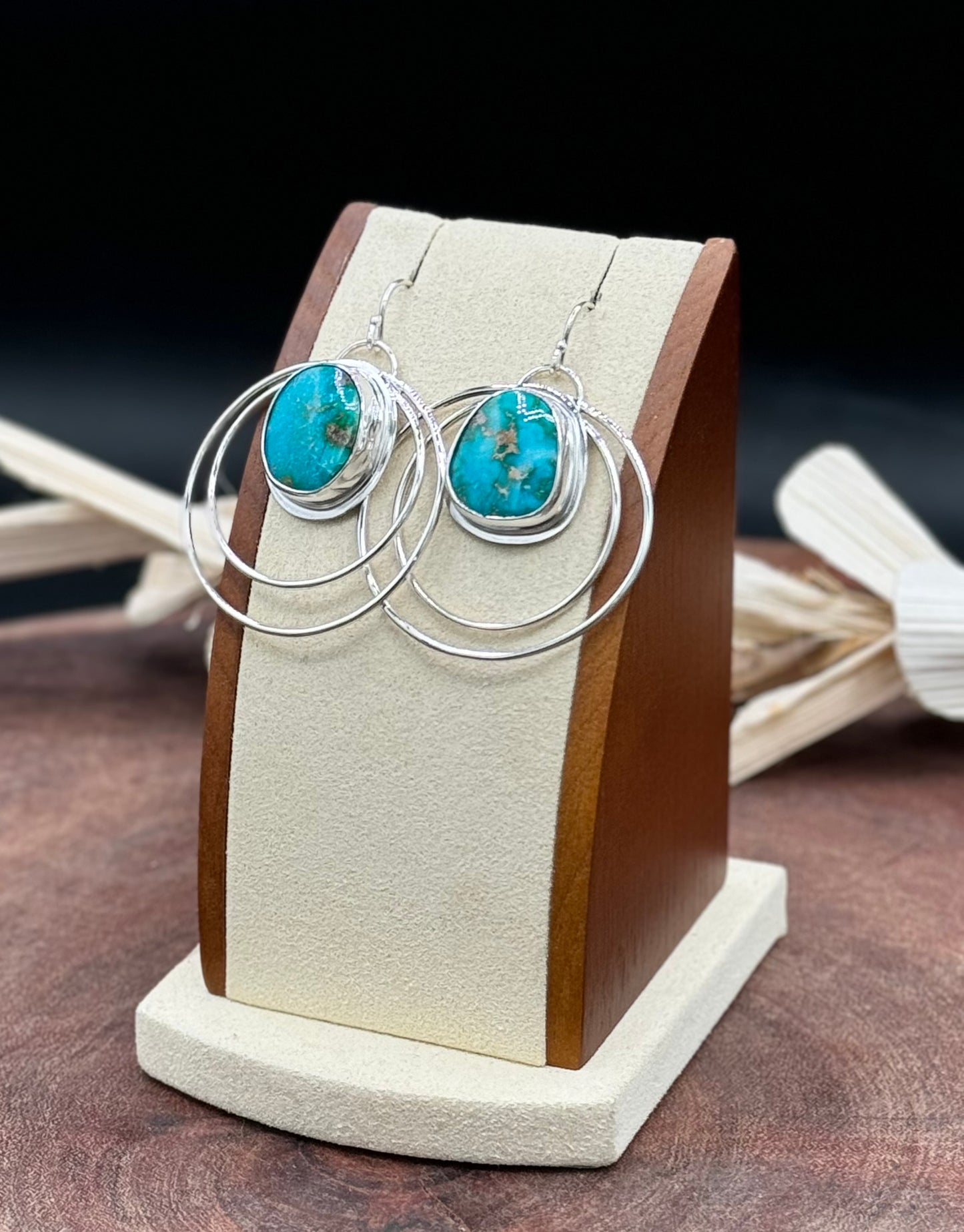 Sierra Bella Turquoise Sterling Silver Double Hoop Earrings