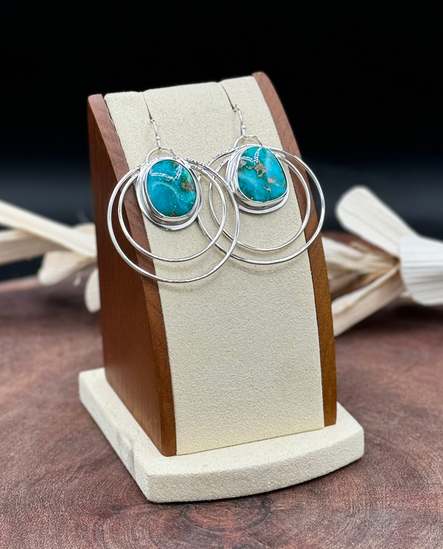 Sierra Bella Turquoise Sterling Silver Double Hoop Earrings