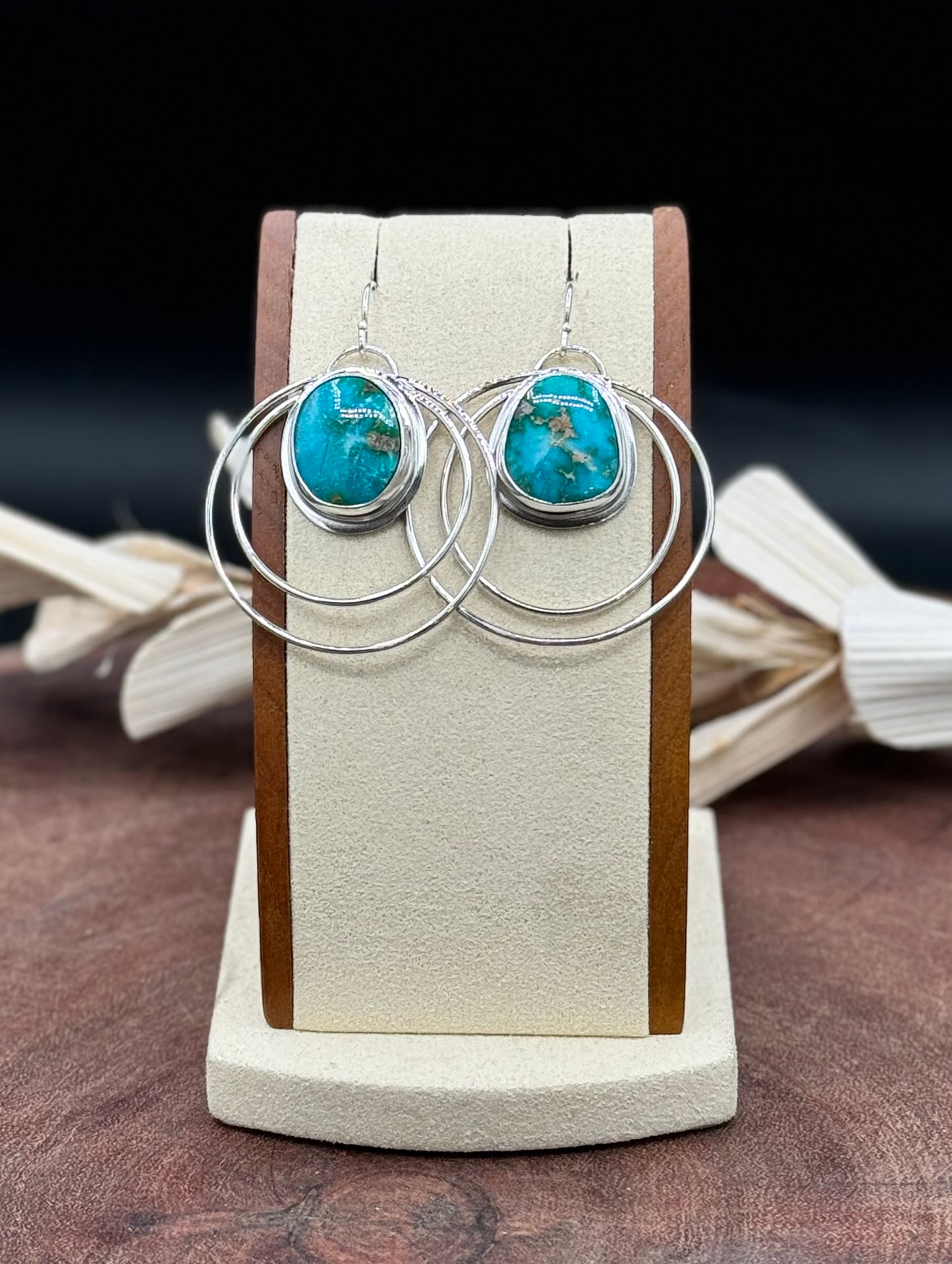 Sierra Bella Turquoise Sterling Silver Double Hoop Earrings