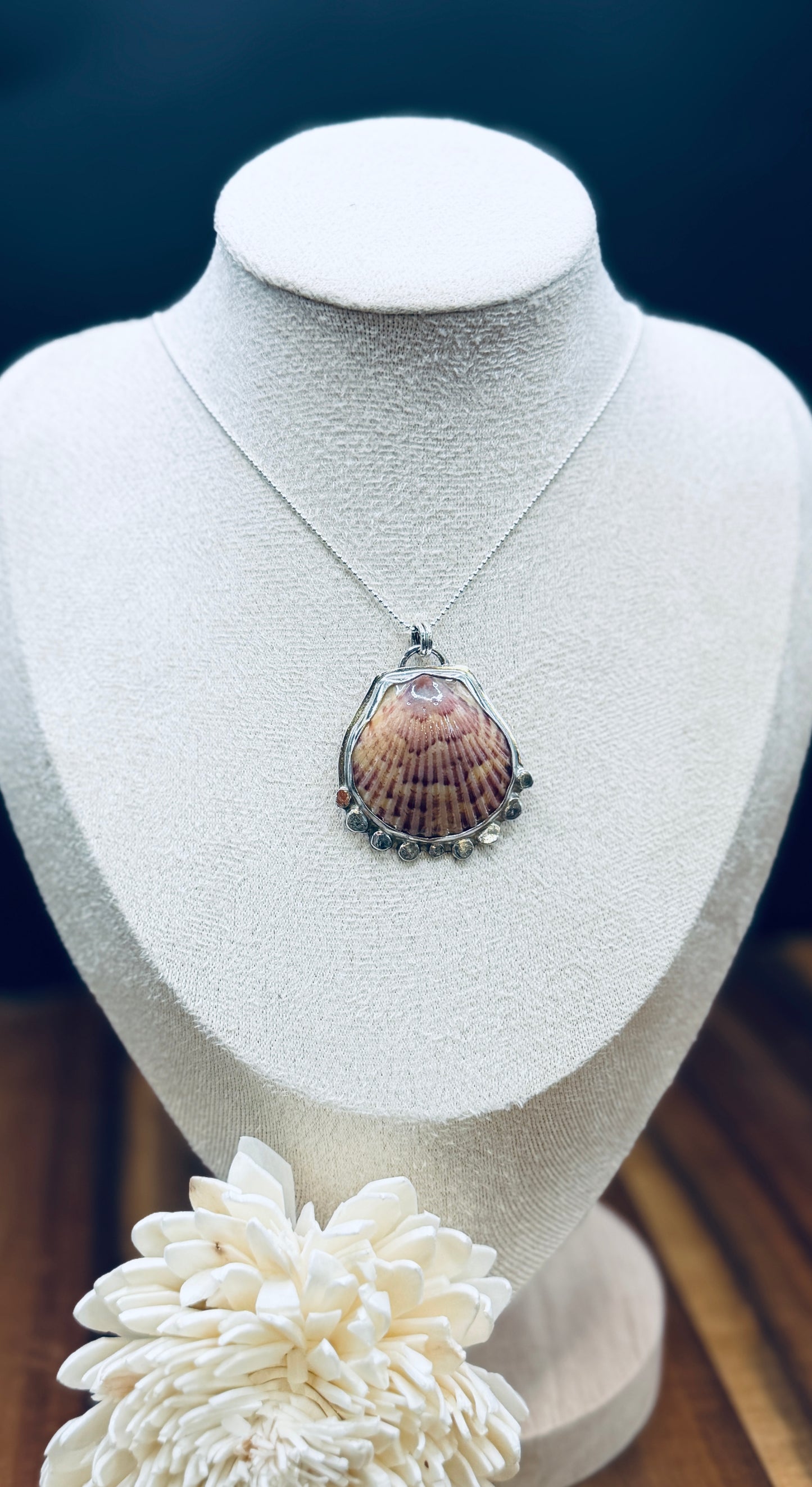 Sunset Sterling Silver Scallop Shell Pendant