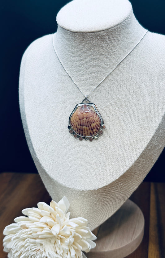 Sunset Sterling Silver Scallop Shell Pendant
