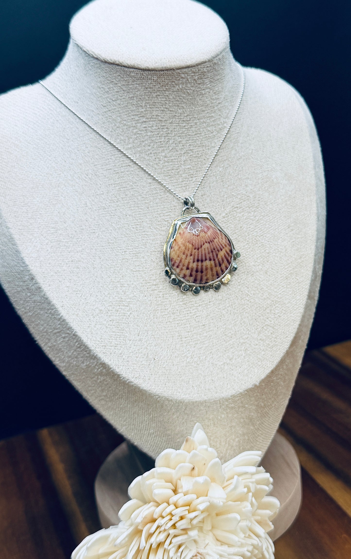 Sunset Sterling Silver Scallop Shell Pendant