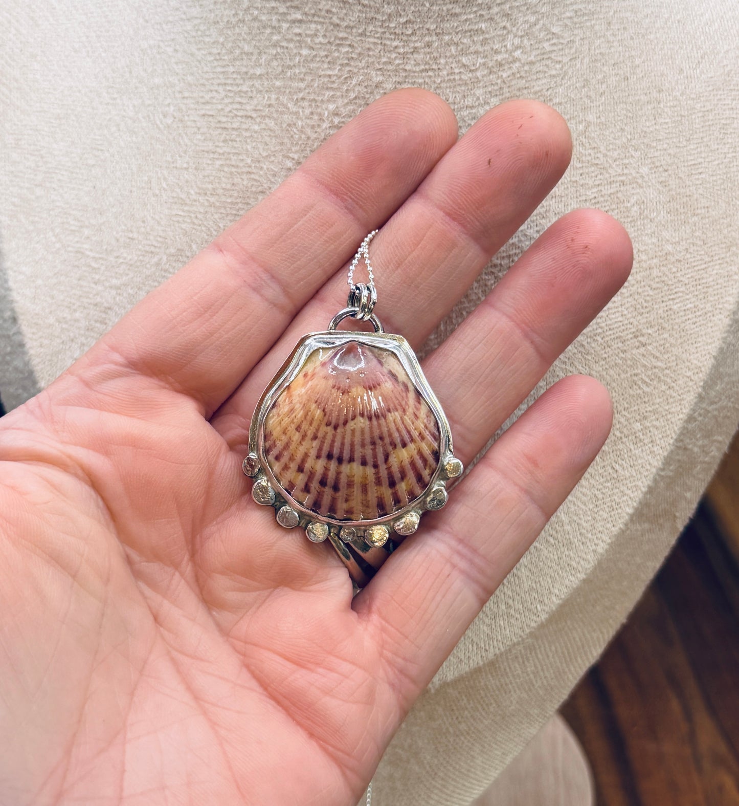 Sunset Sterling Silver Scallop Shell Pendant