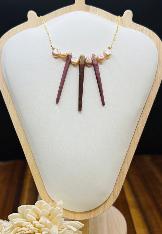 Gold-Fill Sea Urchin Spine and Pearl Necklace