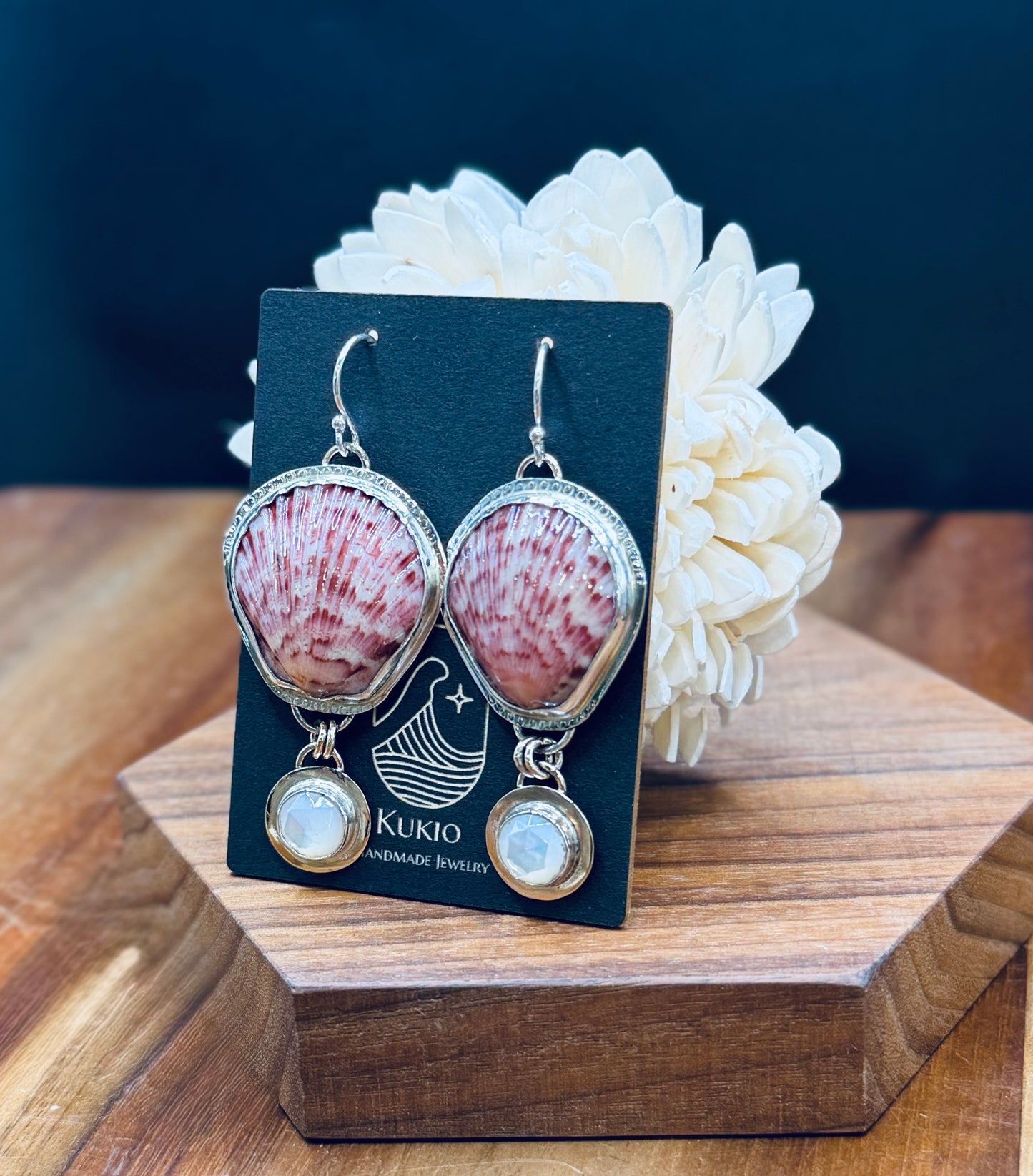 Scallop Shell and Mother of Pearl Earrings