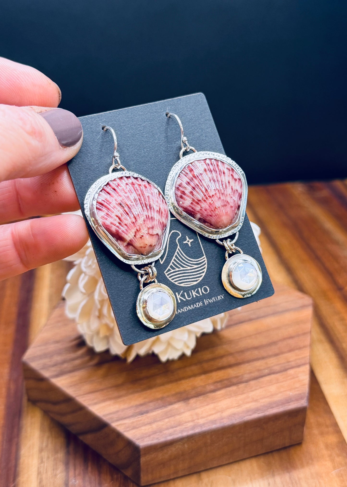 Scallop Shell and Mother of Pearl Earrings