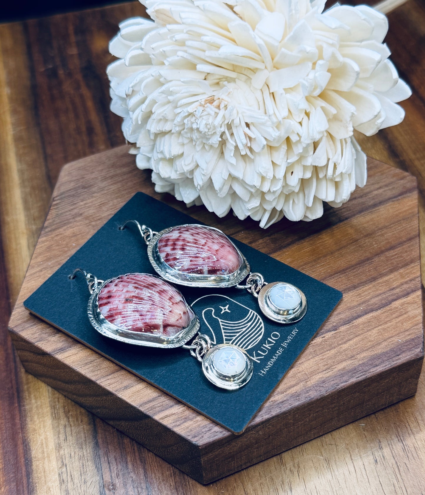 Scallop Shell and Mother of Pearl Earrings