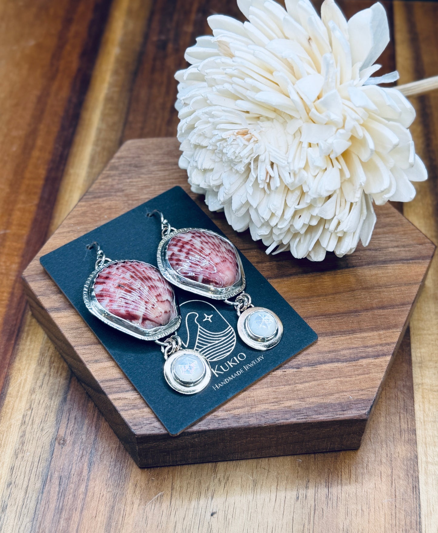 Scallop Shell and Mother of Pearl Earrings