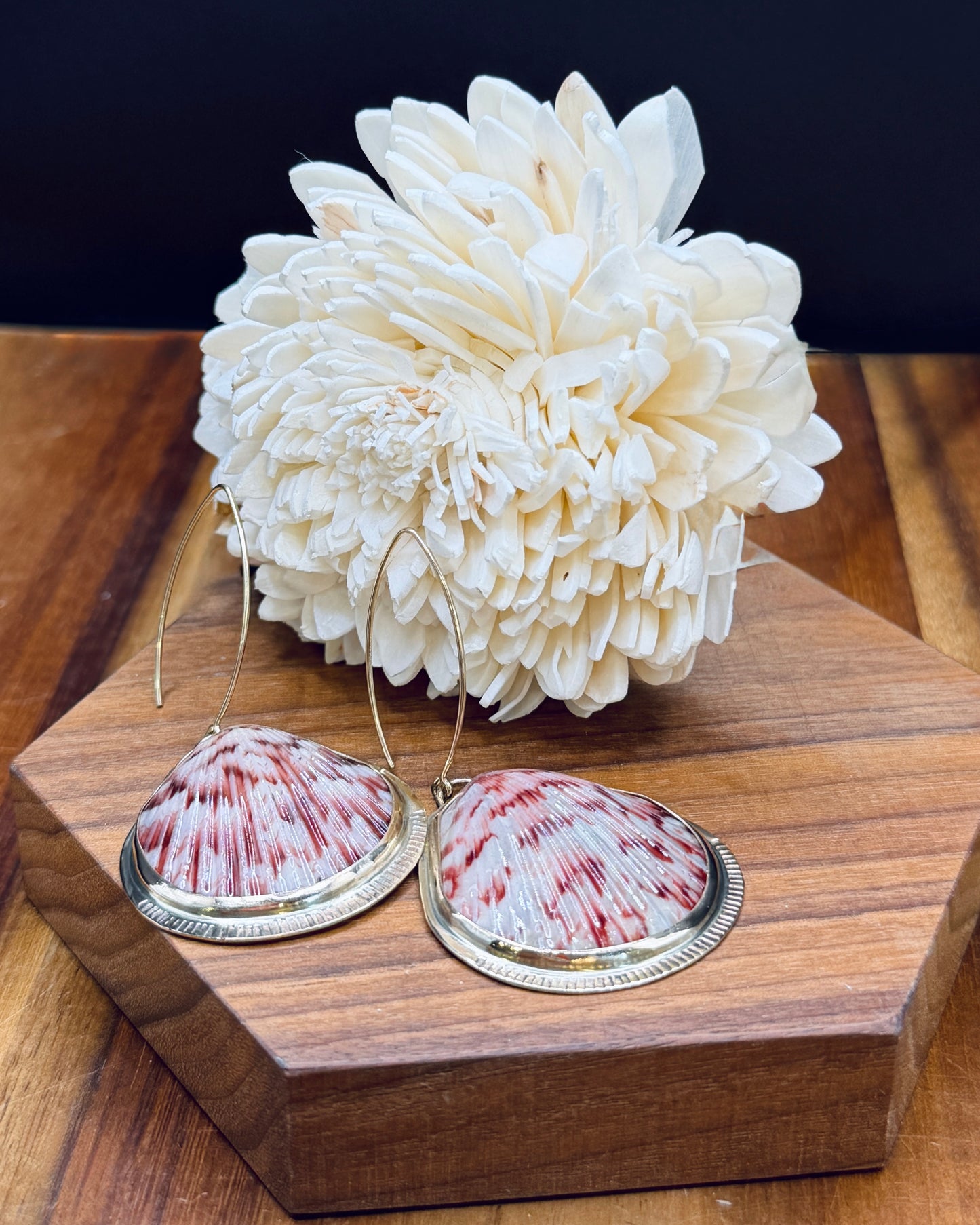 Gold-fill Long Scallop Shell Earrings