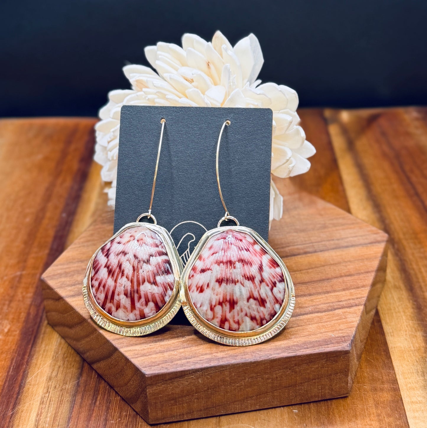 Gold-fill Long Scallop Shell Earrings