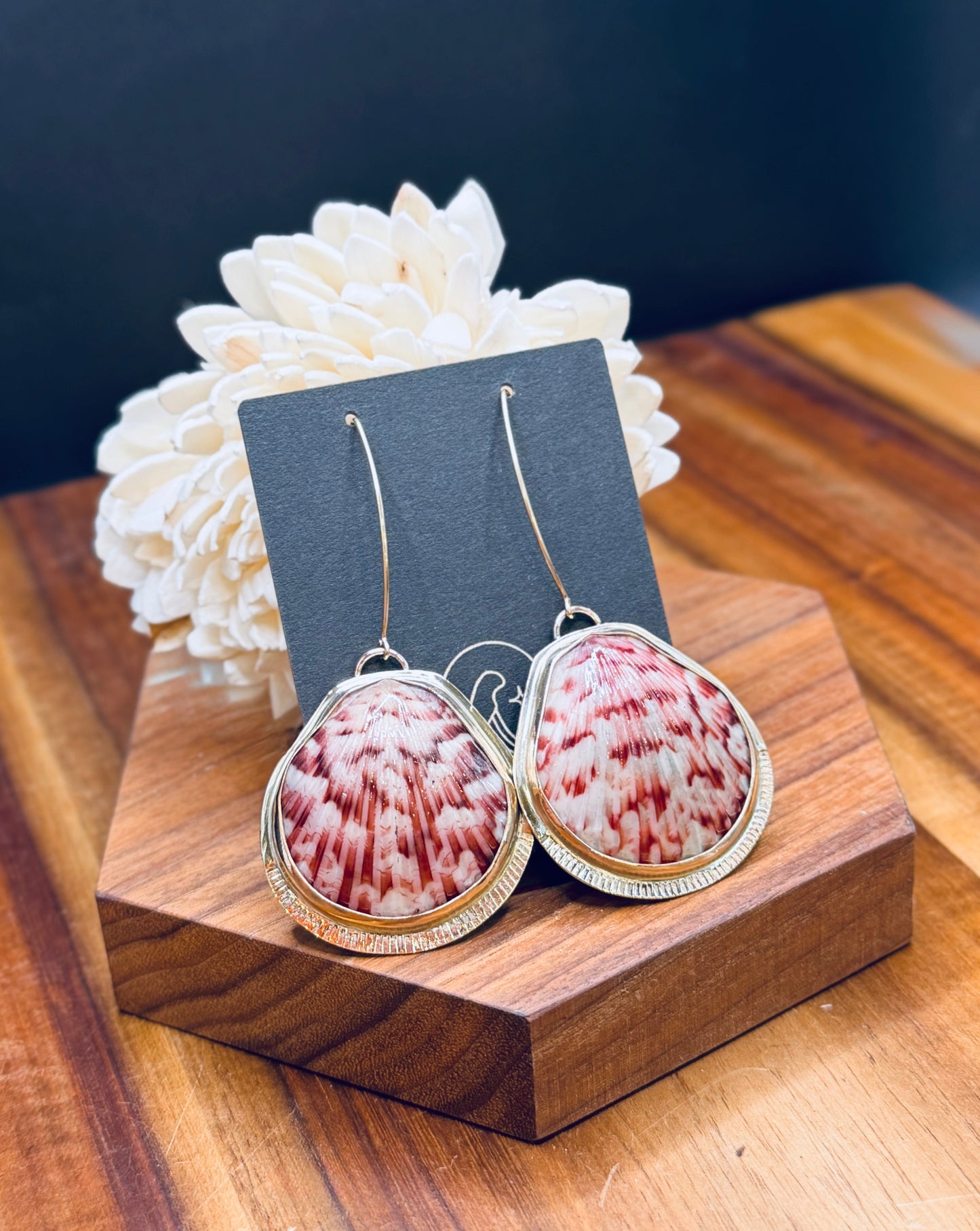 Gold-fill Long Scallop Shell Earrings