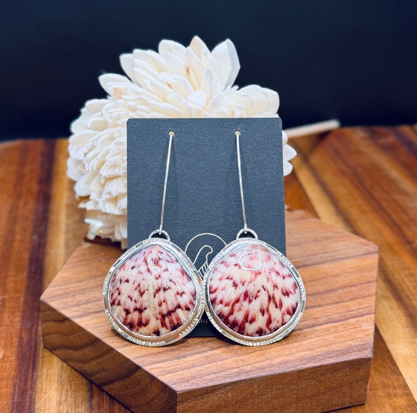 Long Sterling Silver Scallop Shell Earrings