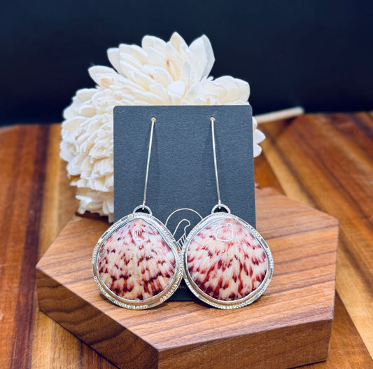 Long Sterling Silver Scallop Shell Earrings