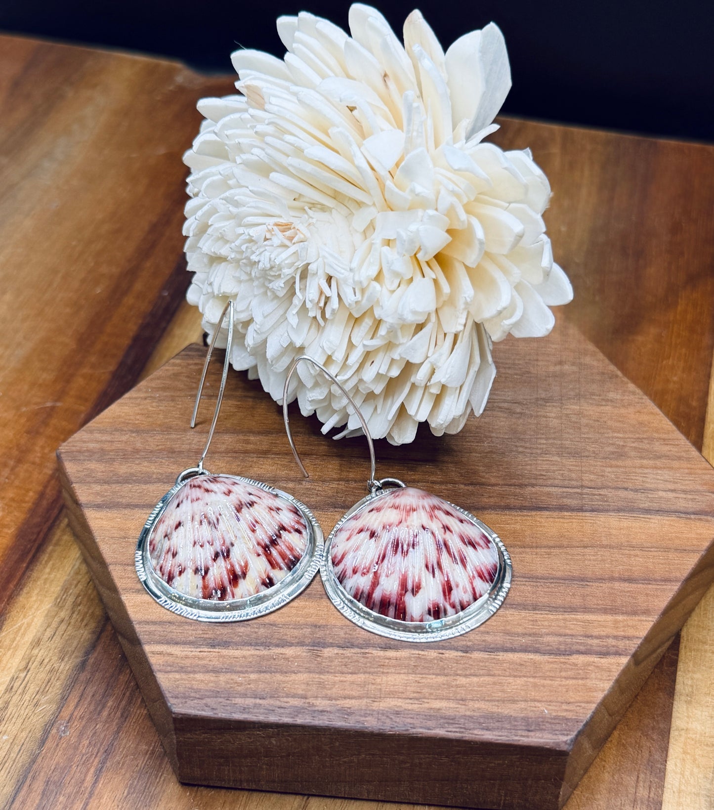 Long Sterling Silver Scallop Shell Earrings