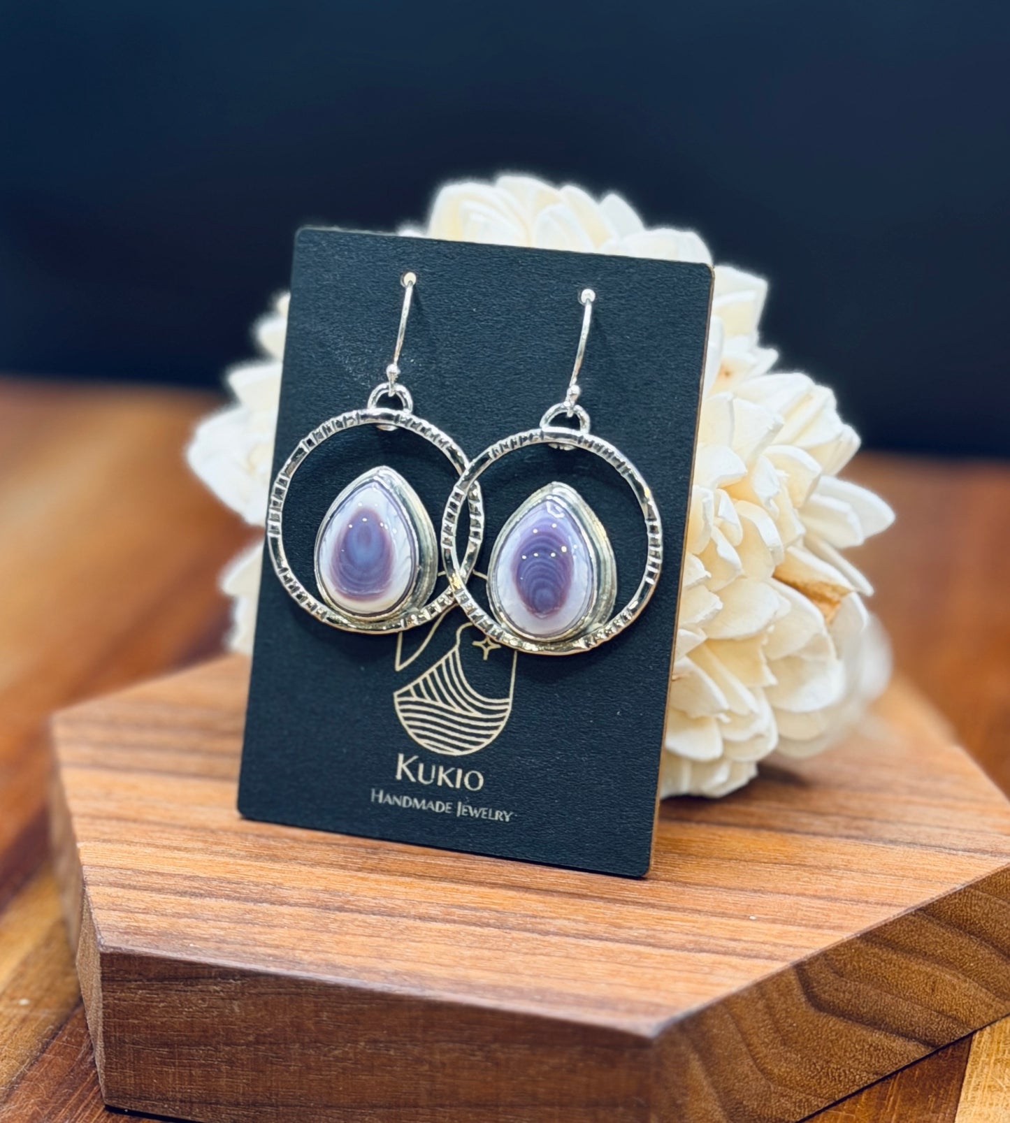 Sterling Silver Wampum Shell Earrings