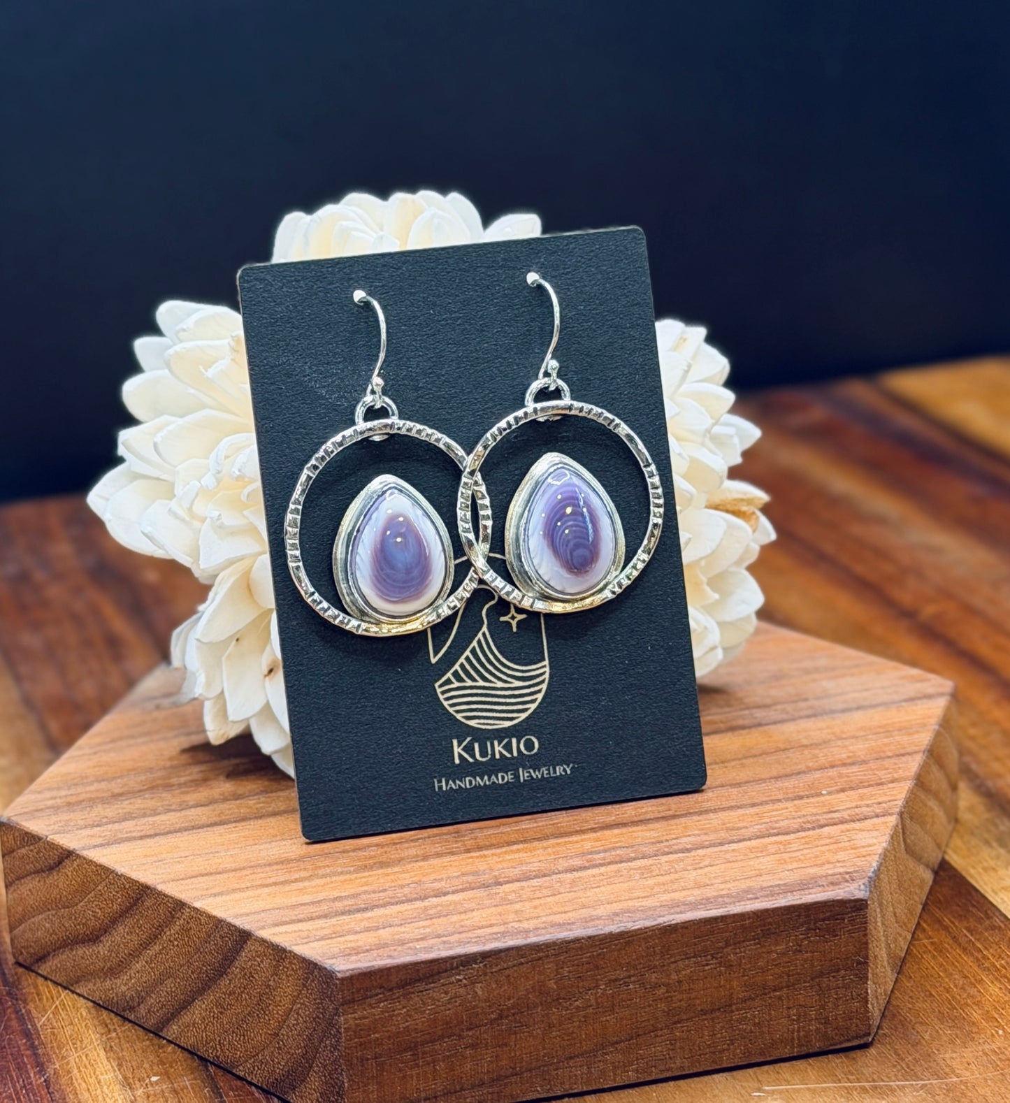 Sterling Silver Wampum Shell Earrings