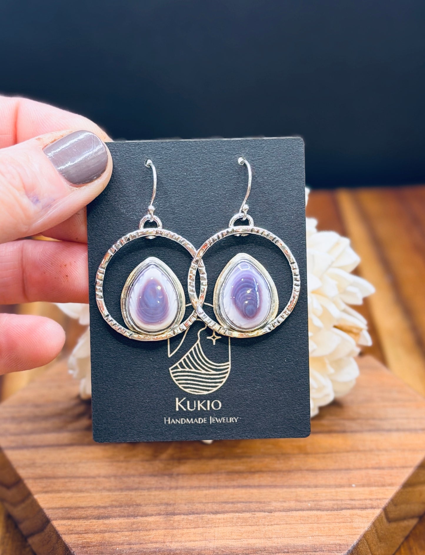 Sterling Silver Wampum Shell Earrings