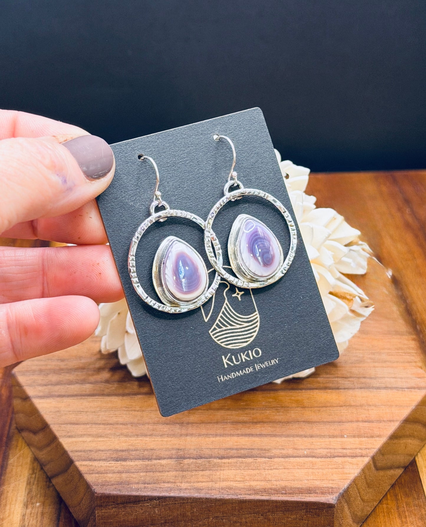 Sterling Silver Wampum Shell Earrings
