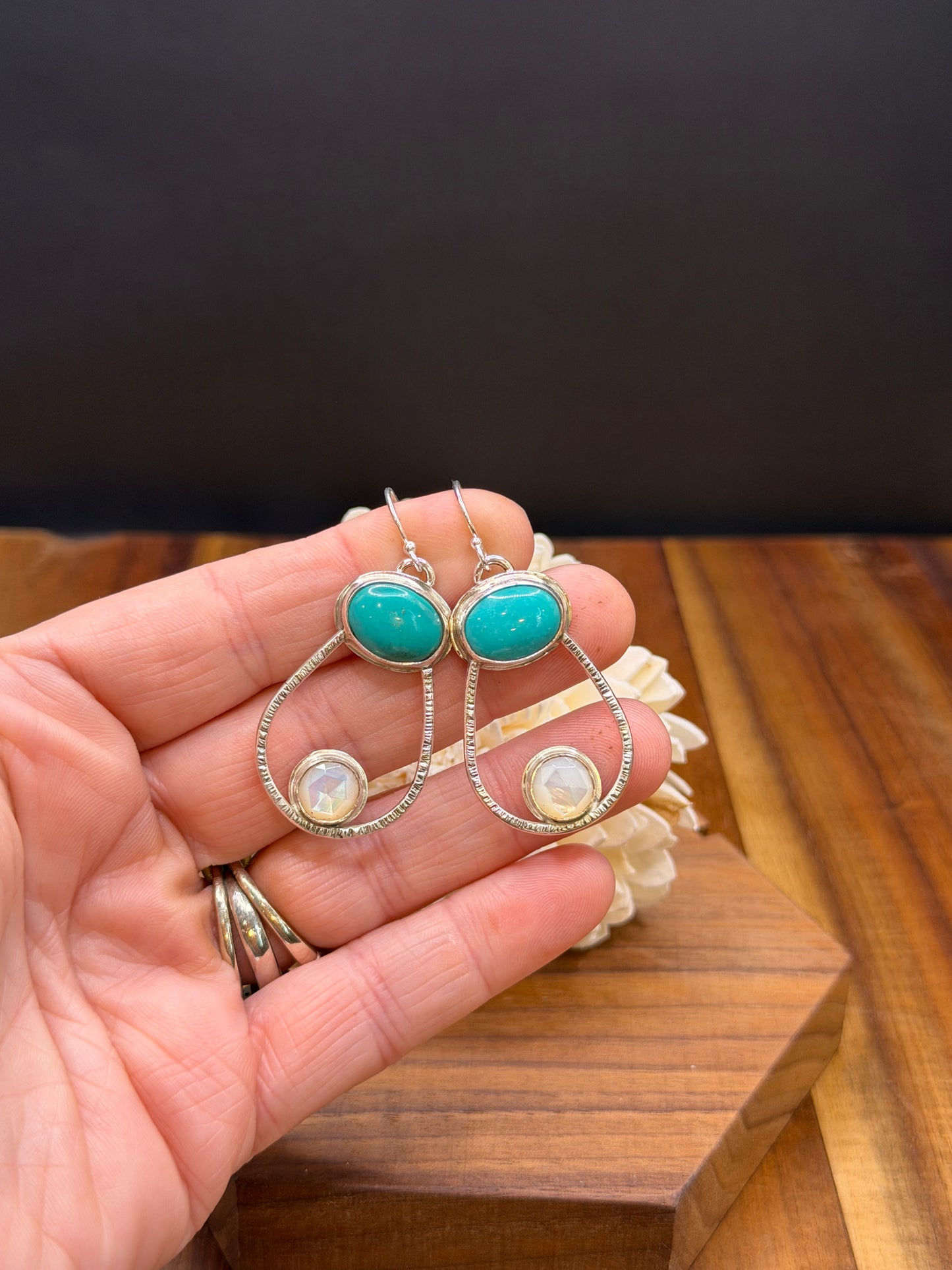 Sterling Silver Turquoise and Mother of Pearl Earrings