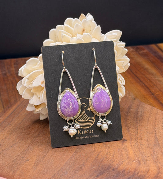 Sterling Silver Phosphoderite and Pearl Earrings