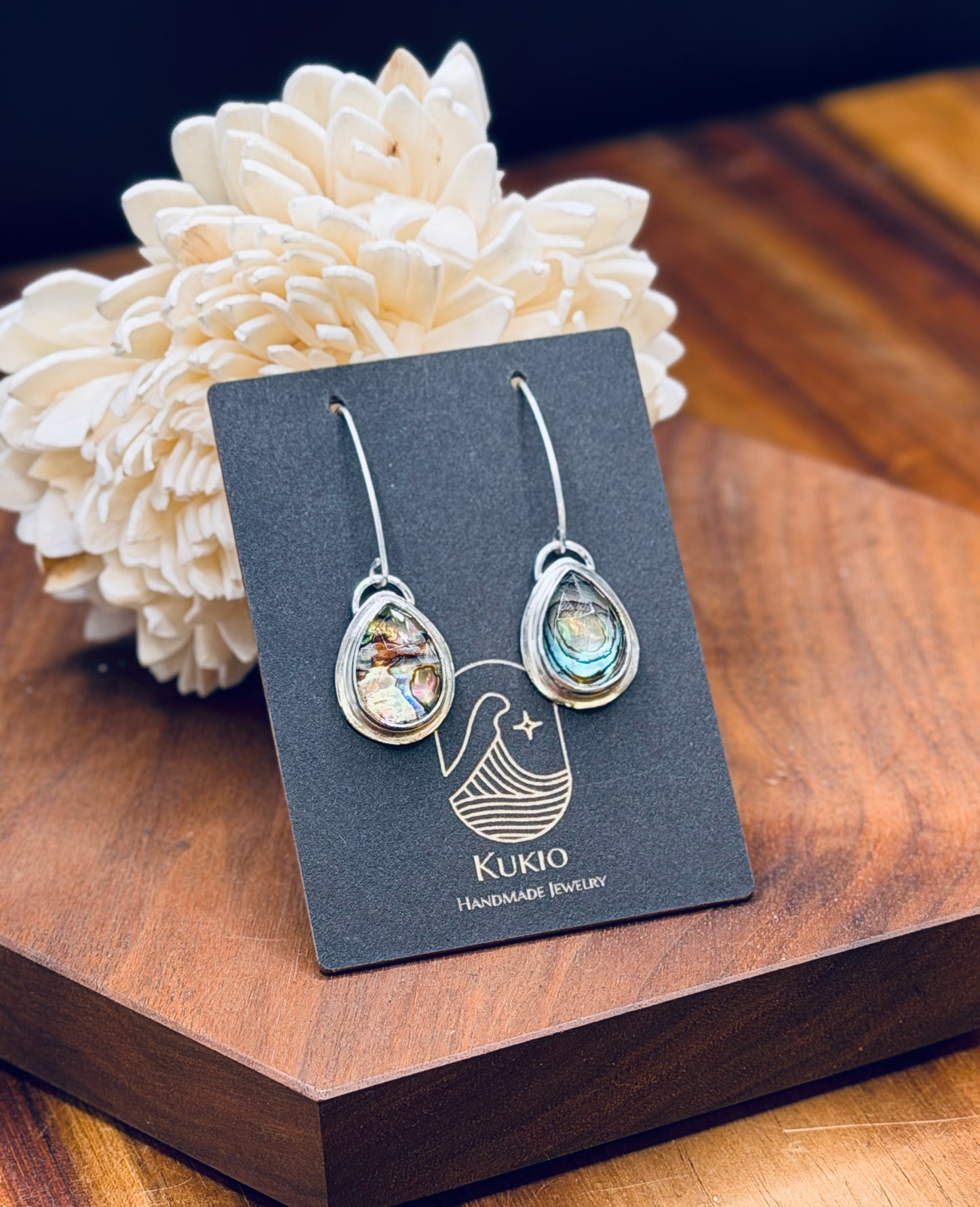 Sterling Silver Abalone and Himalayan Quartz Earrings