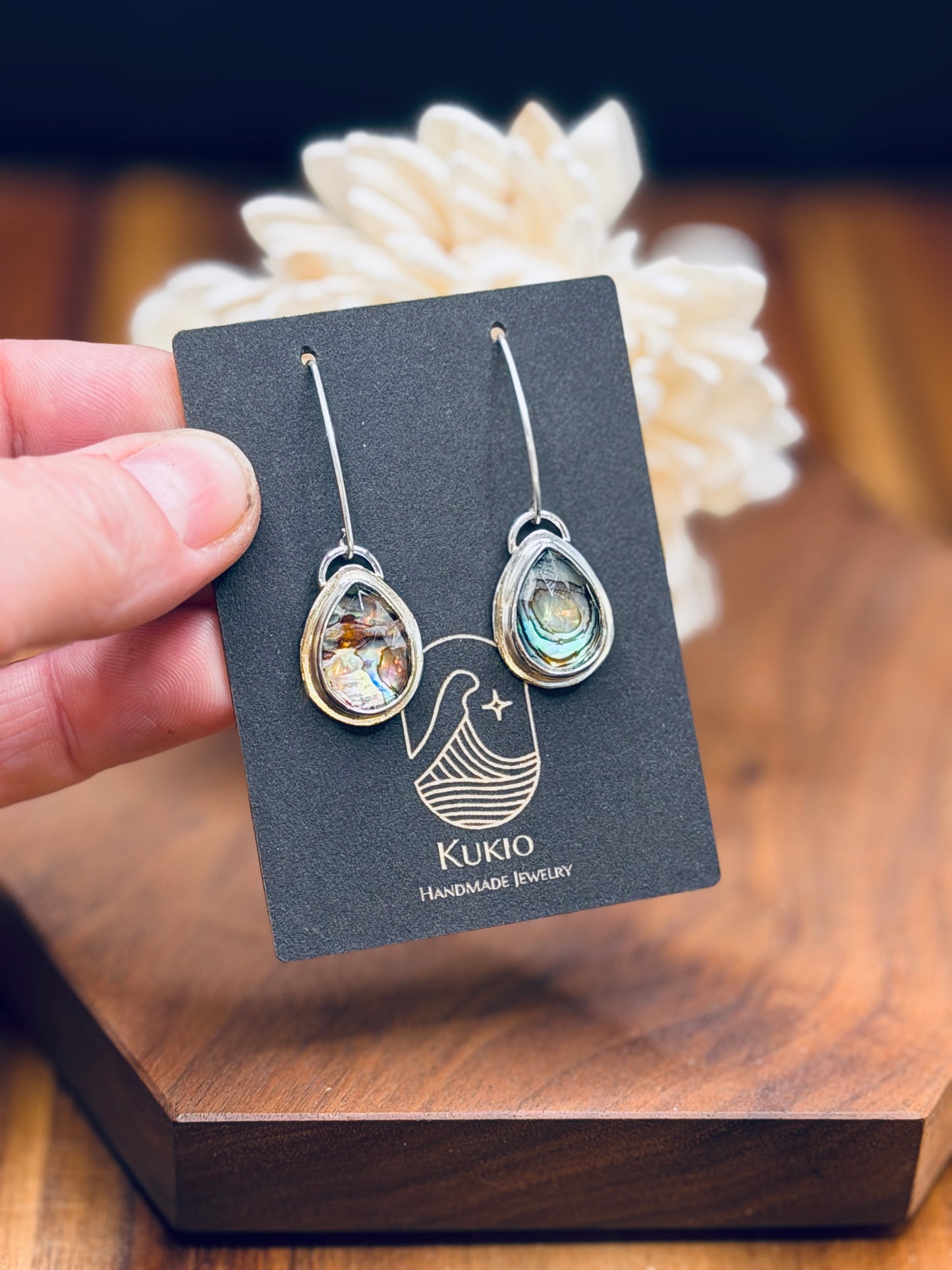 Sterling Silver Abalone and Himalayan Quartz Earrings