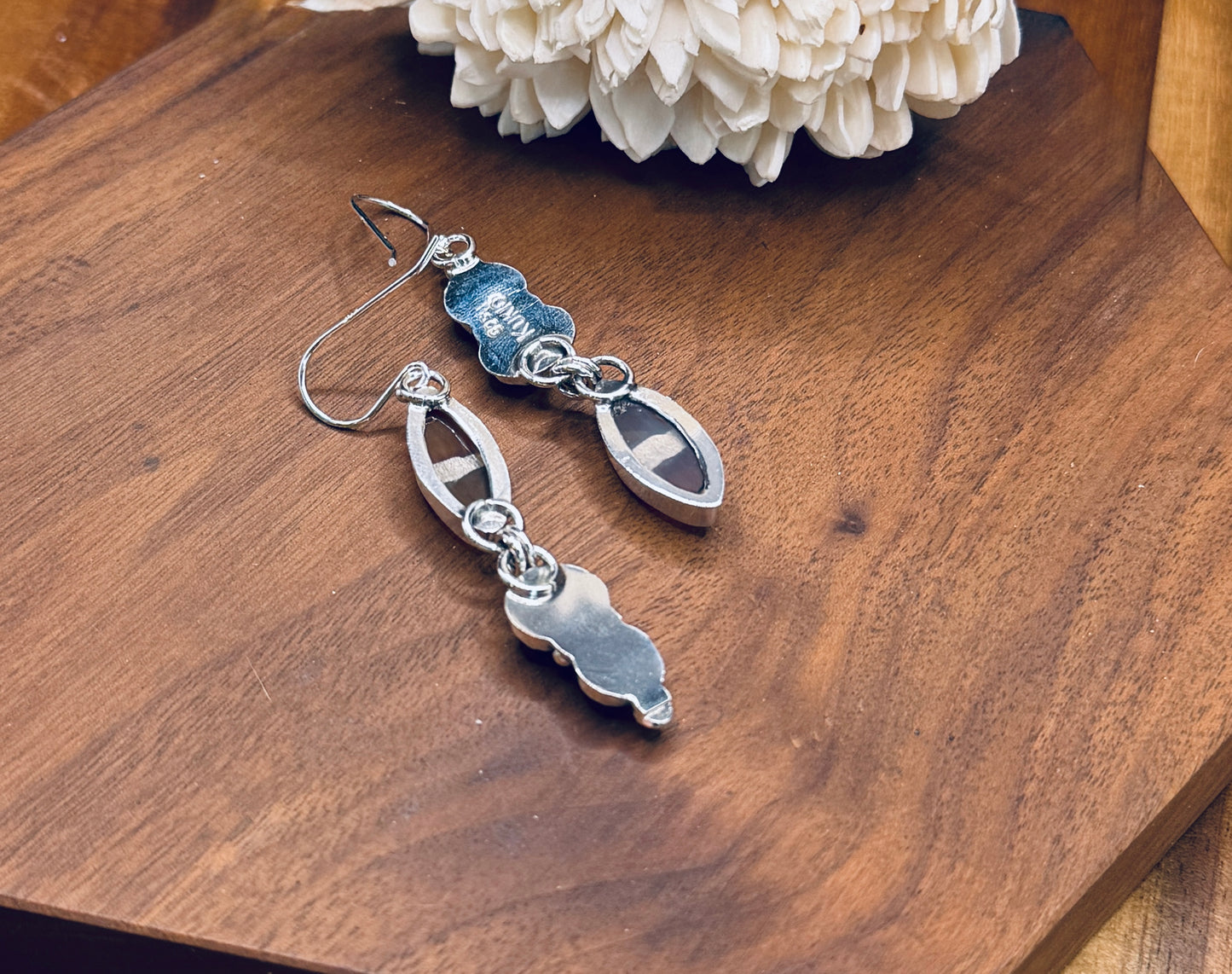 Sterling Silver Kintarsia Stone and Blue Kyanite Earrings