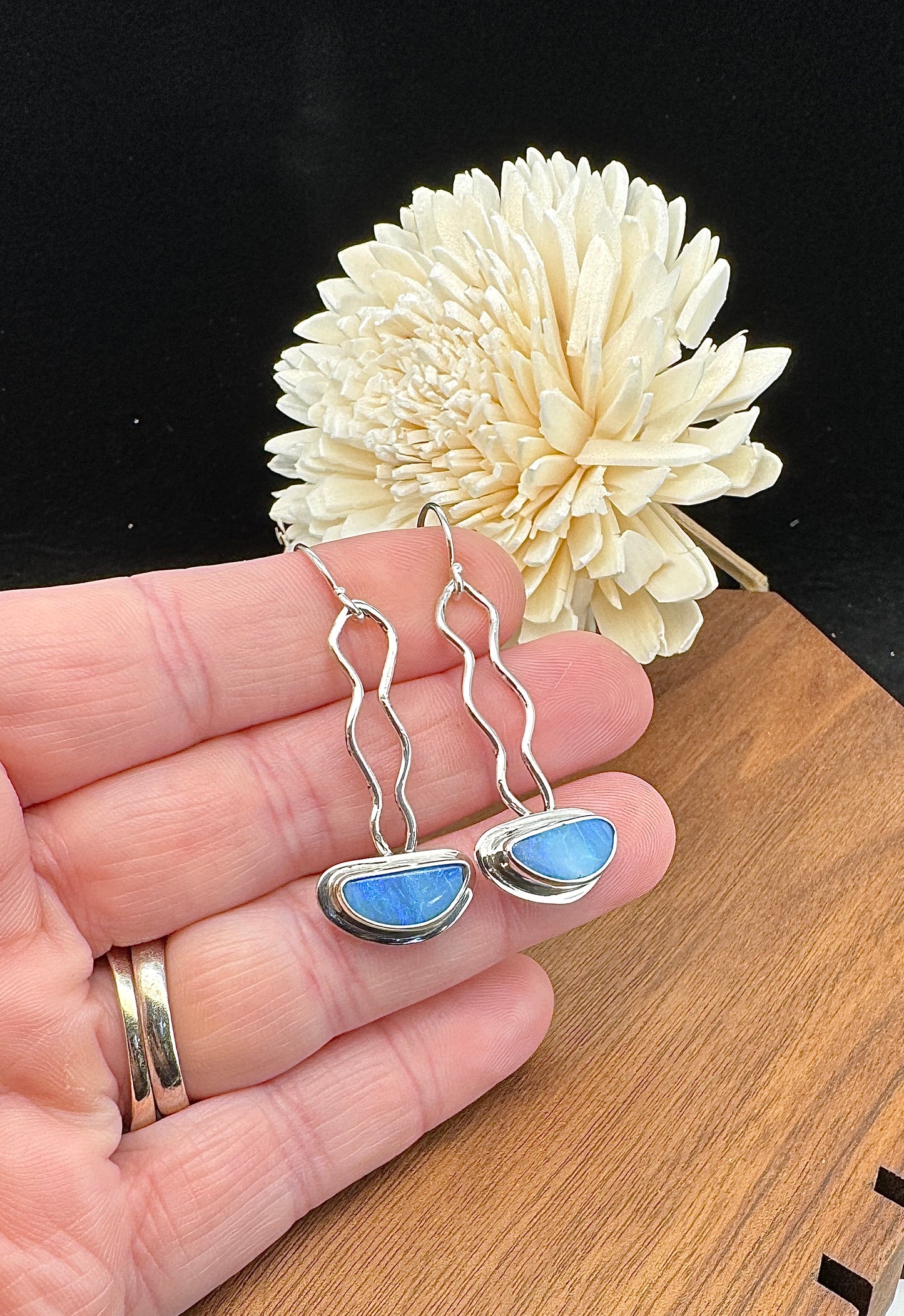 Sterling Silver Australian Opal Earrings