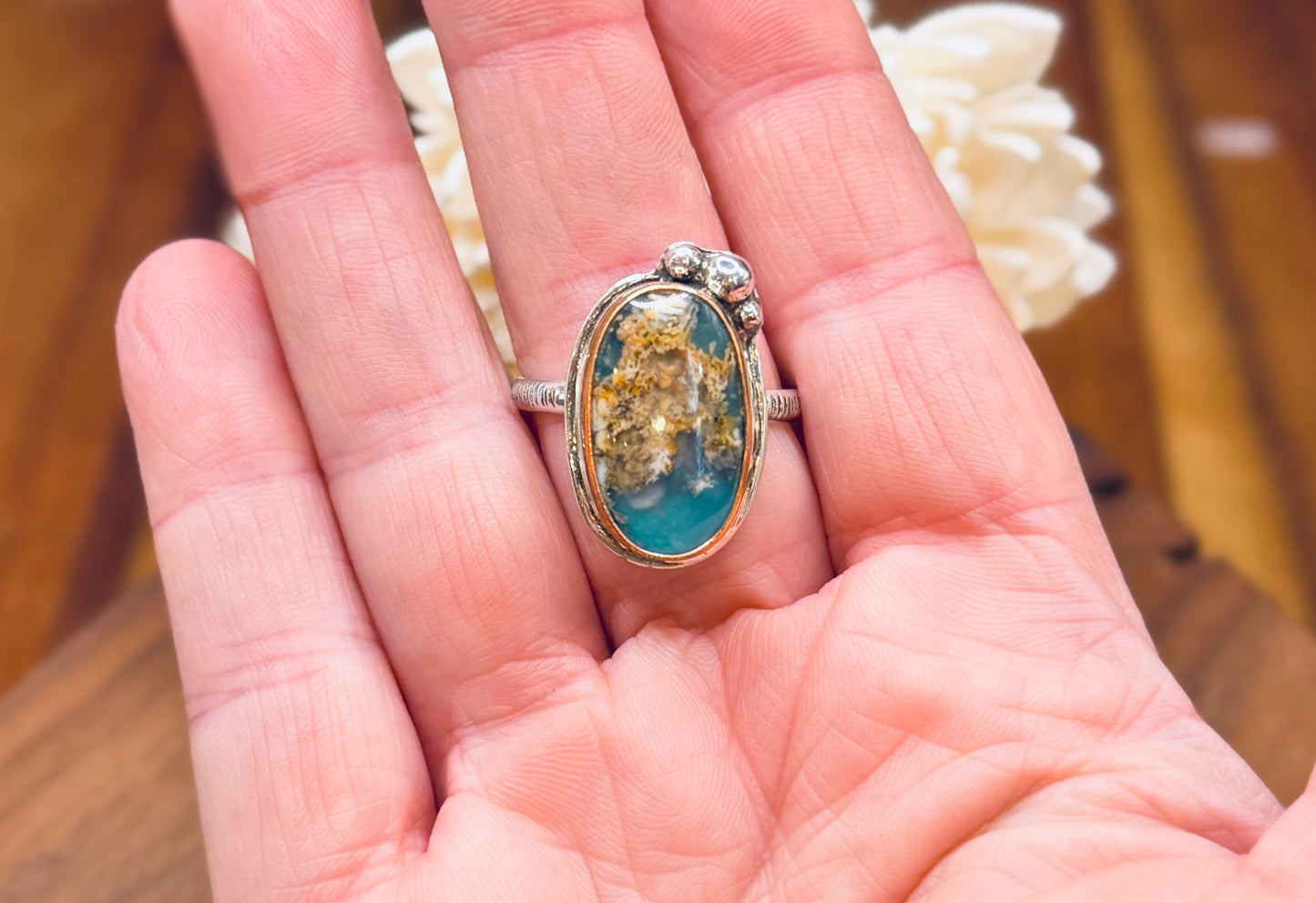 Bella Vista Plume Agate Doublet Ring