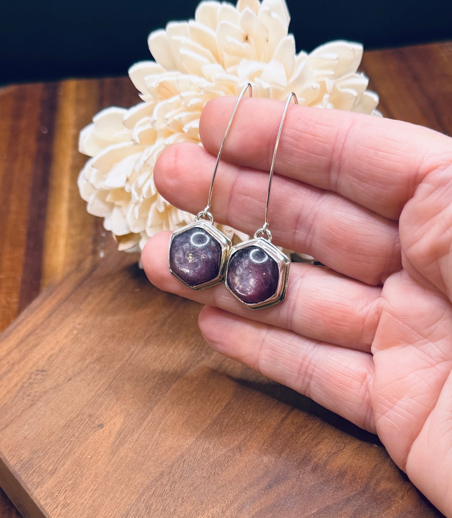 Sterling Silver Lepidolite Earrings